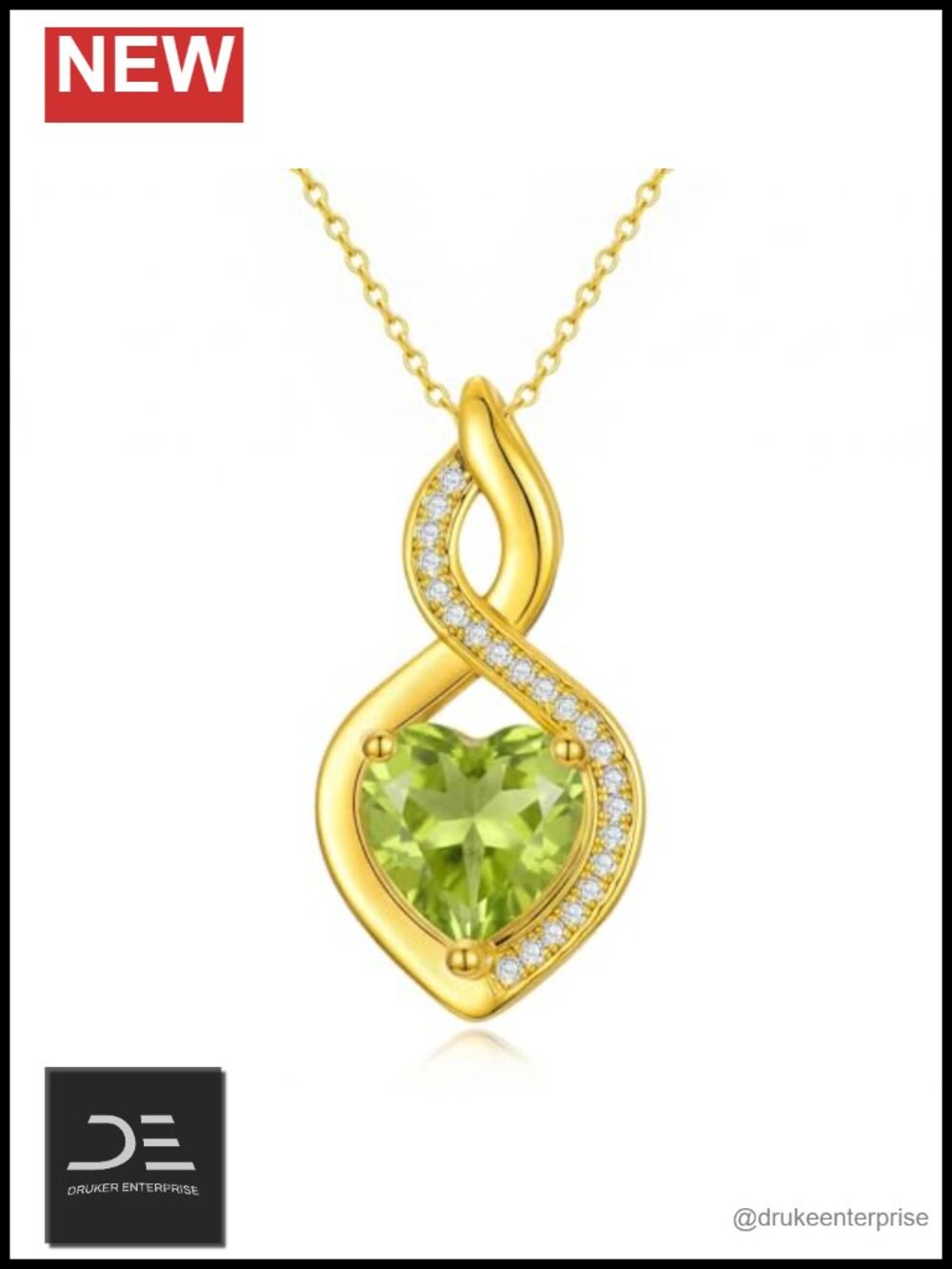 Gold Plated Infinity Birthstone Pendant Necklace - Hypoallergenic, 18k